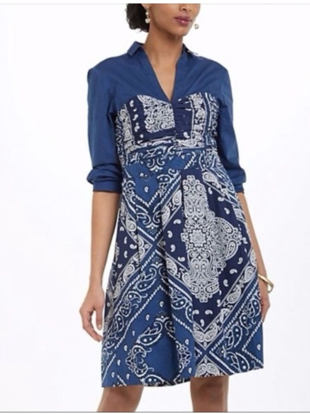 Anthropologie Holding Horses Flared Bandana Western Shirtdress. Size 0.